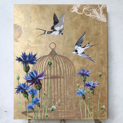 Birds with flowers 3