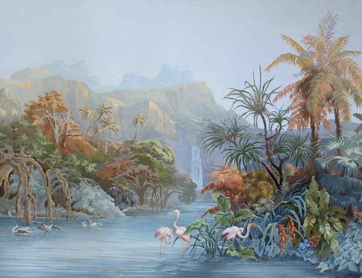 Landscape with flamingo