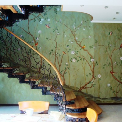 Chinoiserie along the stairs
